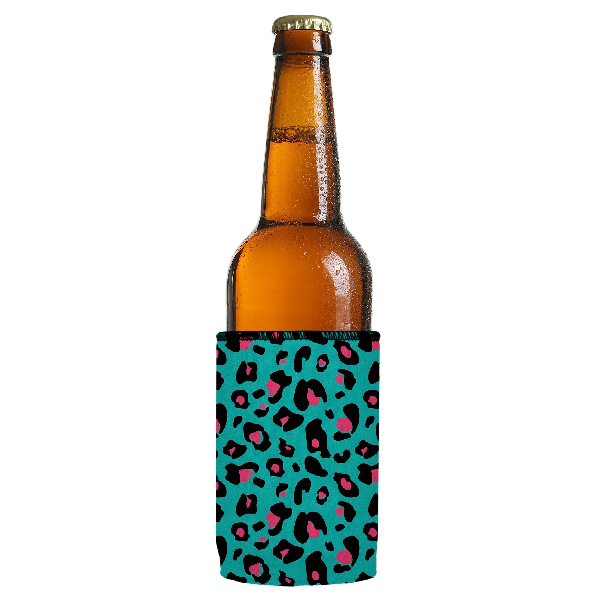 Stubbyz Teal Leopard Pattern Stubby Cooler 3-Pack