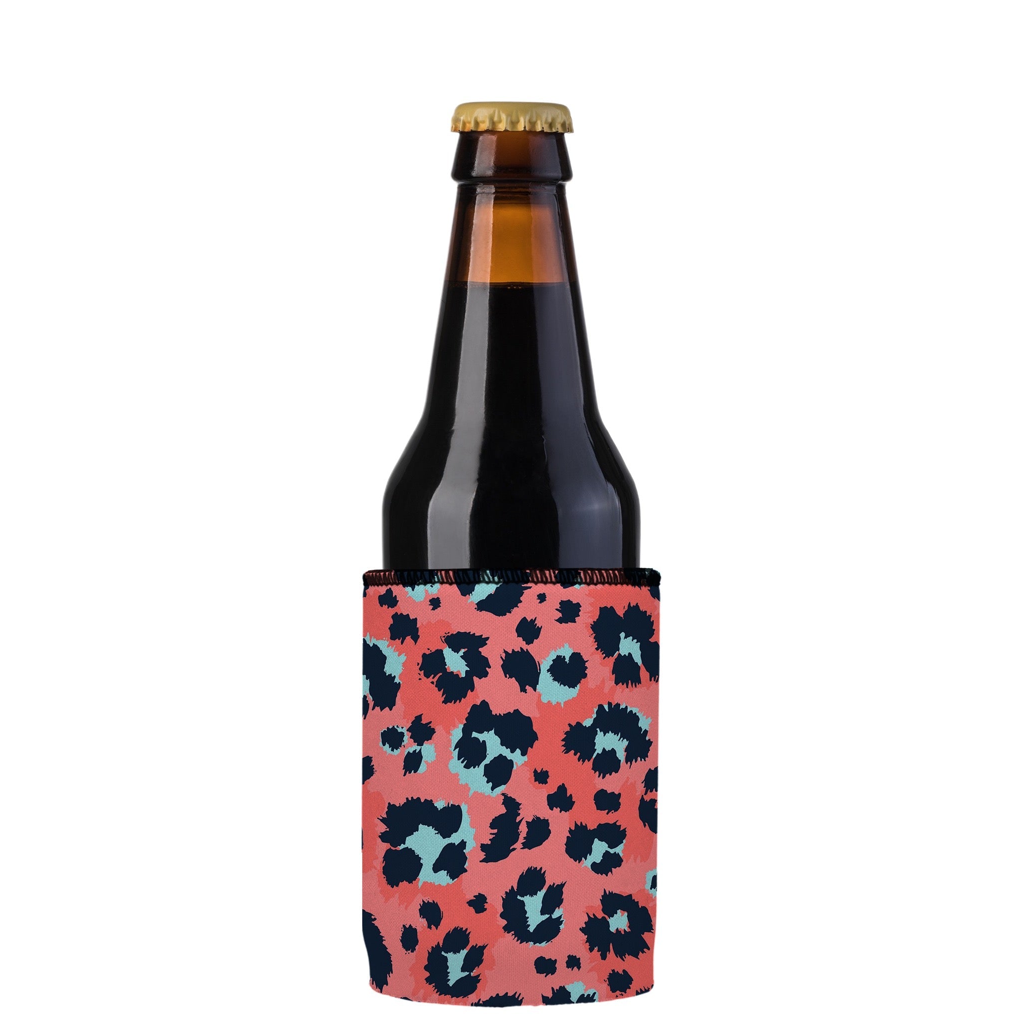 Stubbyz Coral Leopard Print Stubby Cooler 2-Pack