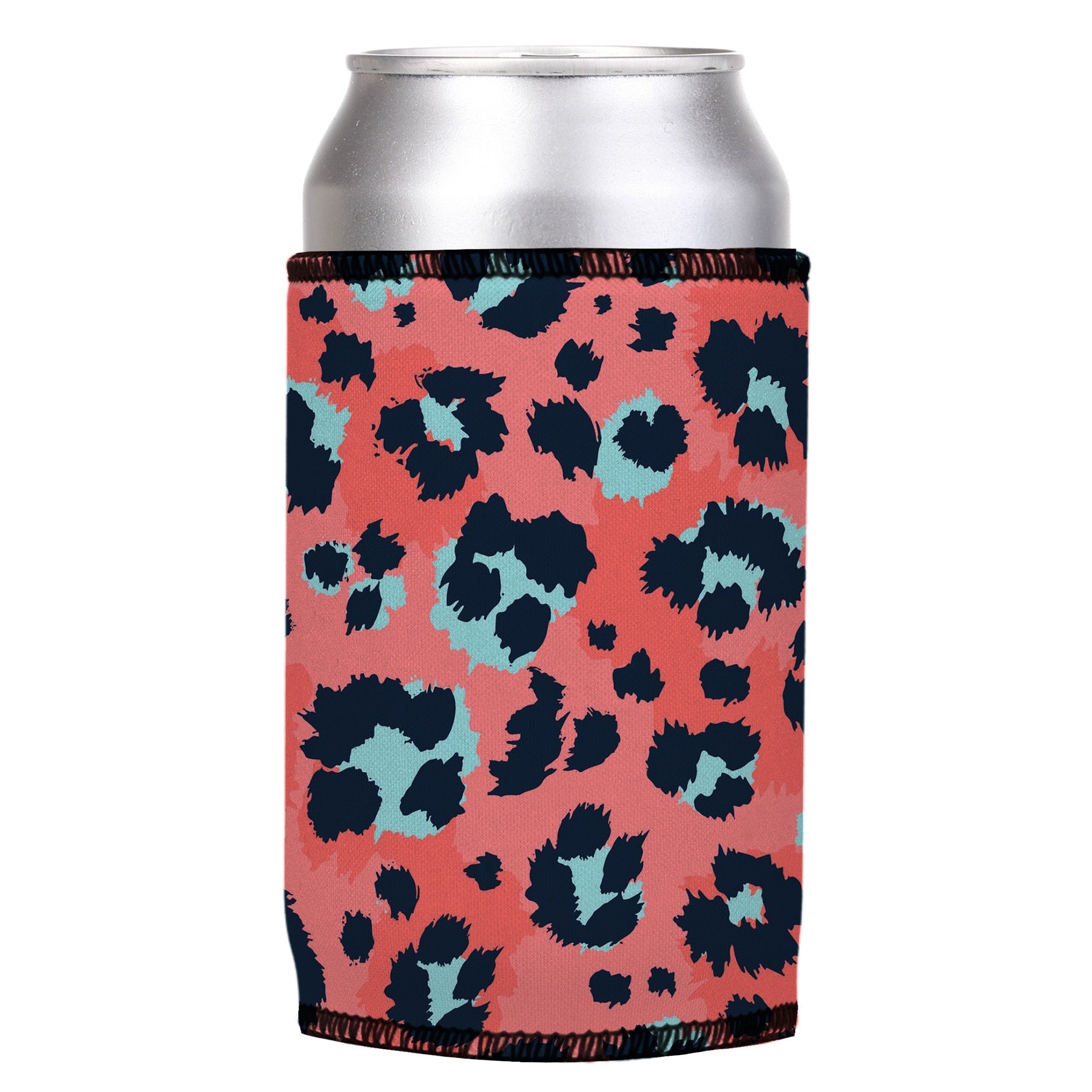 Stubbyz Coral Leopard Print Stubby Cooler 2-Pack