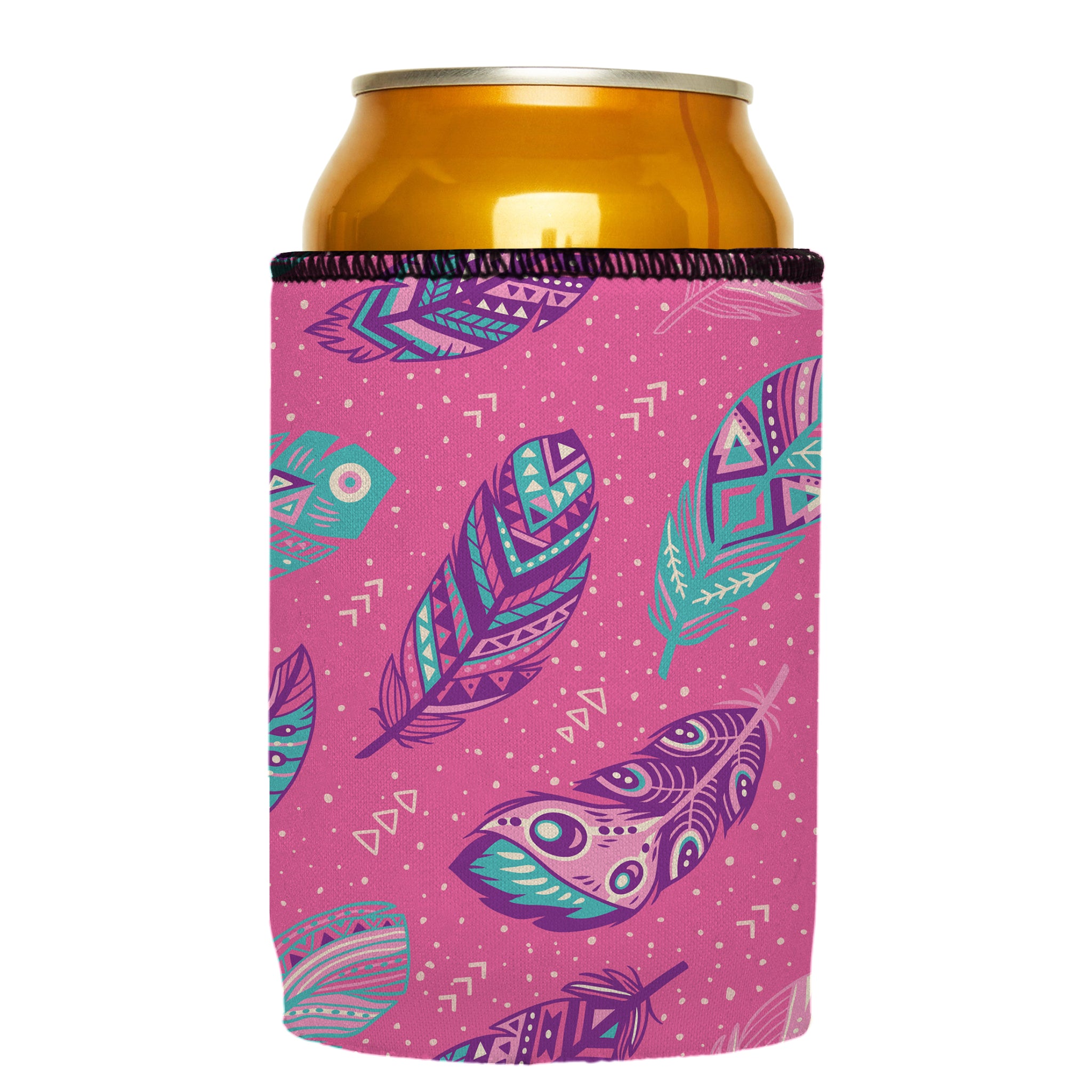 Stubbyz Pink Boho Feathers Stubby Cooler