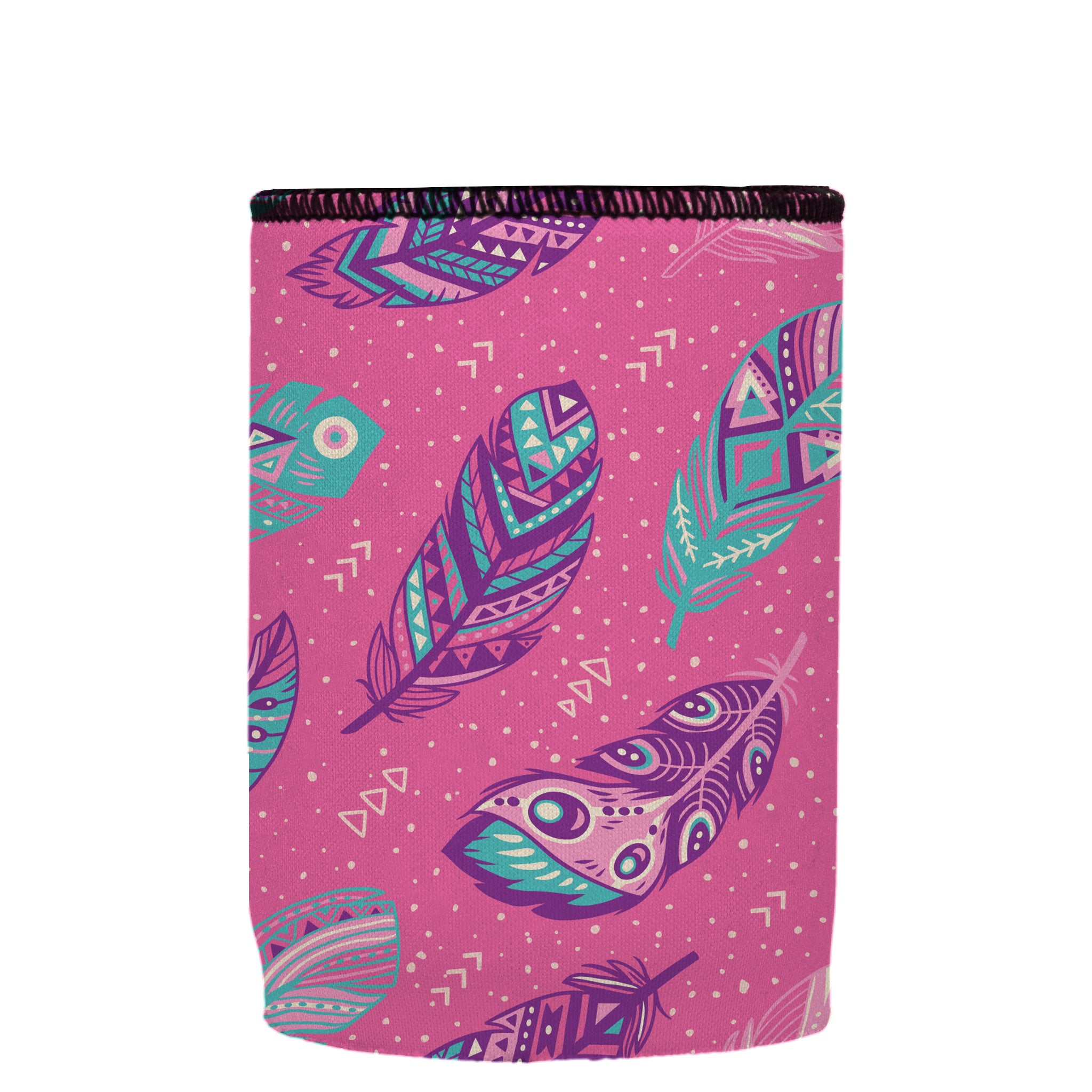 Stubbyz Pink Boho Feathers Stubby Cooler