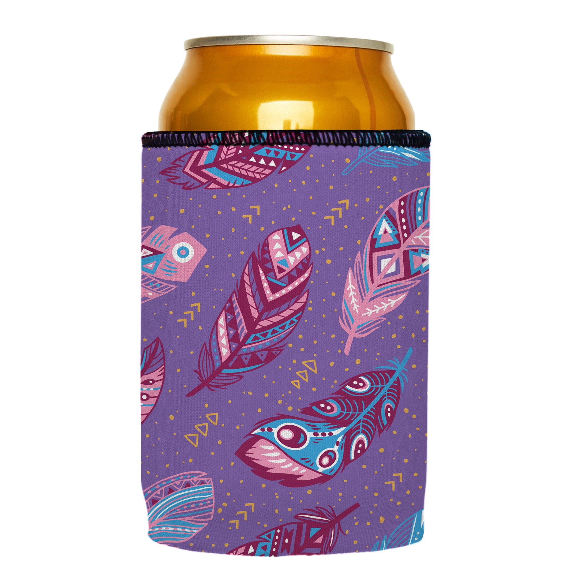 Stubbyz Purple Boho Feathers Stubby Cooler