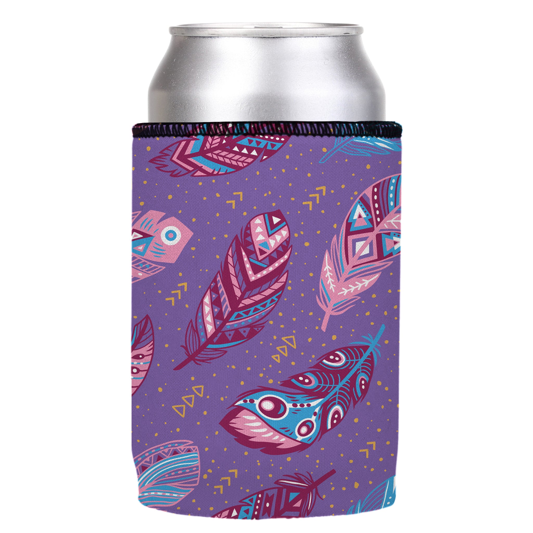 Stubbyz Purple Boho Feathers Stubby Cooler