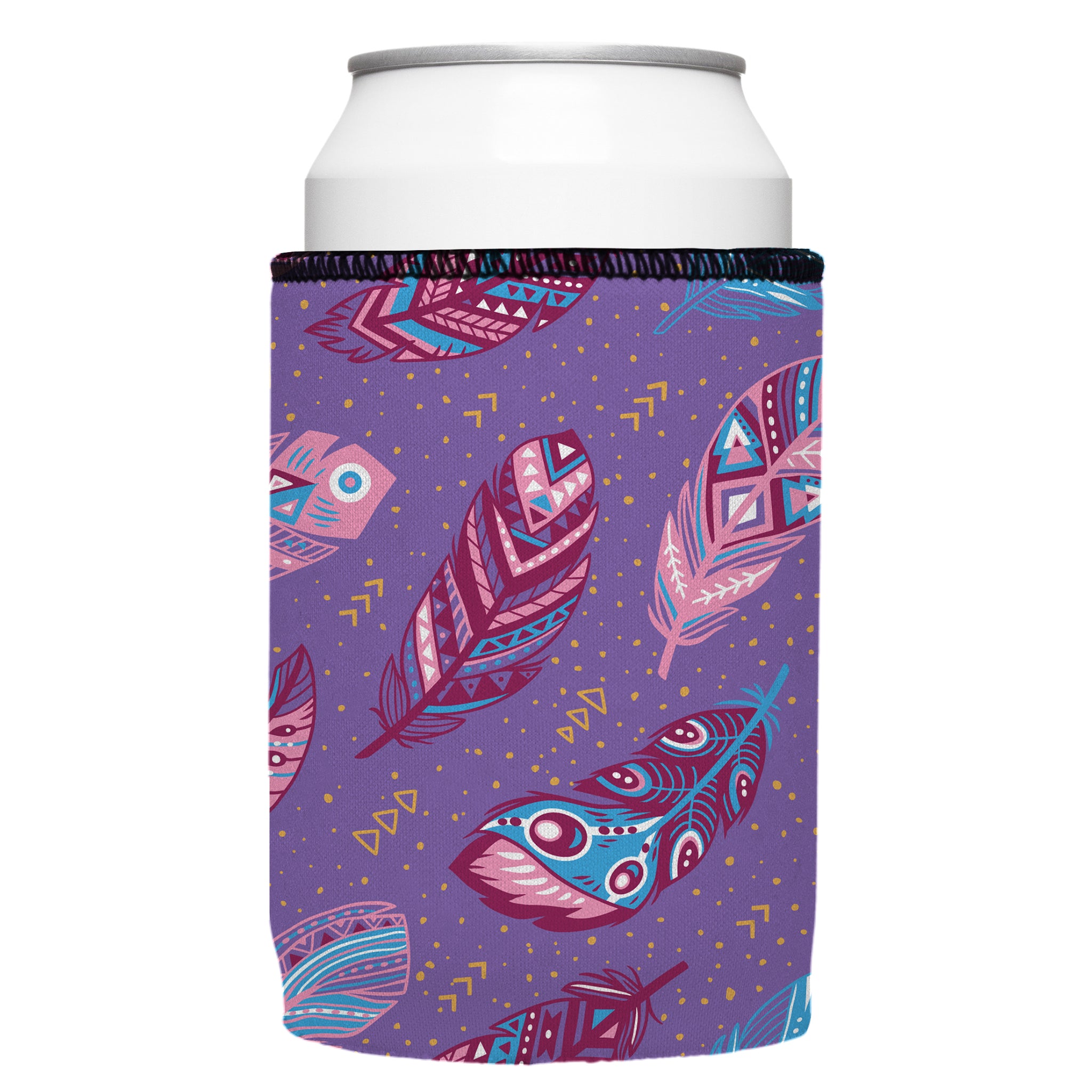 Stubbyz Purple Boho Feathers Stubby Cooler