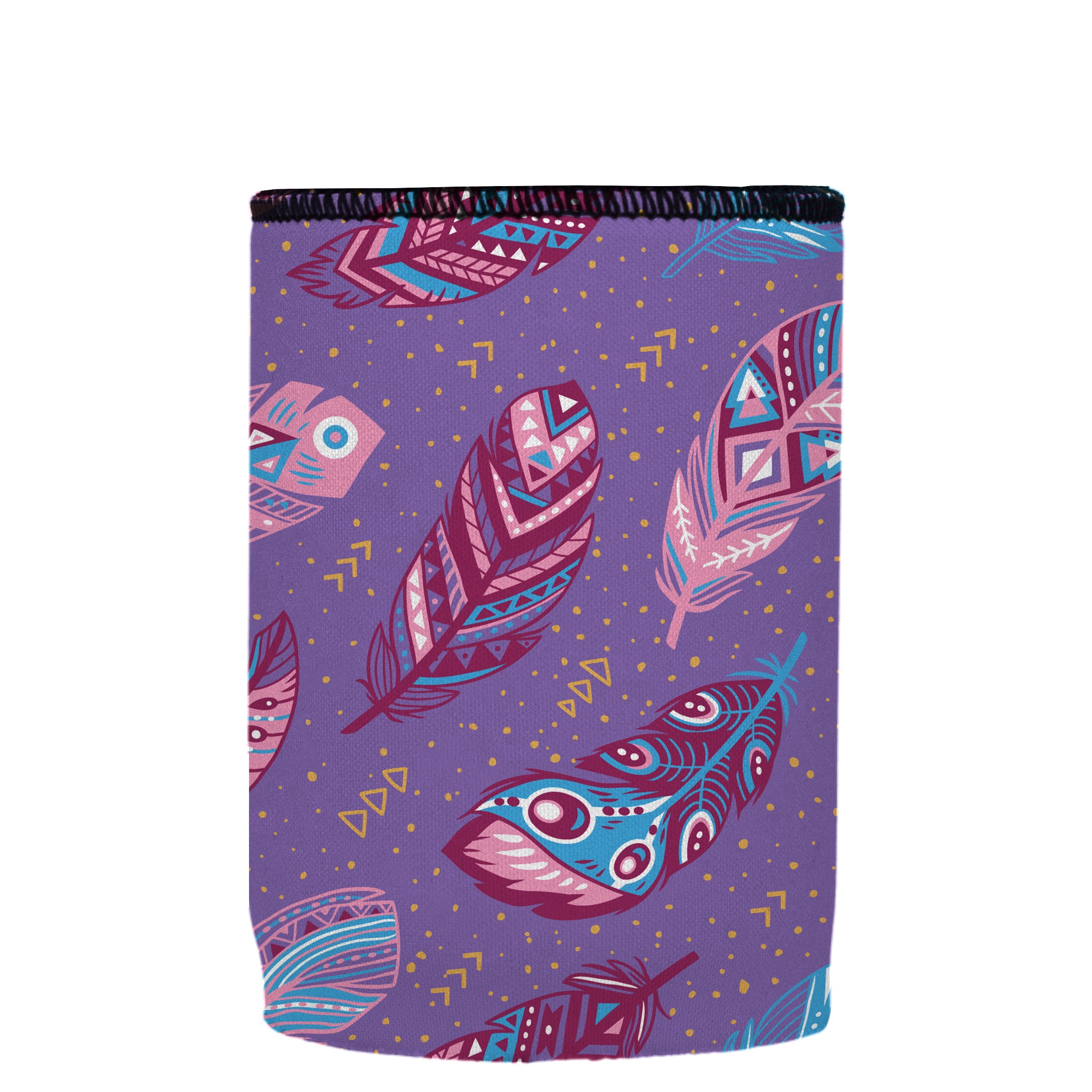 Stubbyz Purple Boho Feathers Stubby Cooler