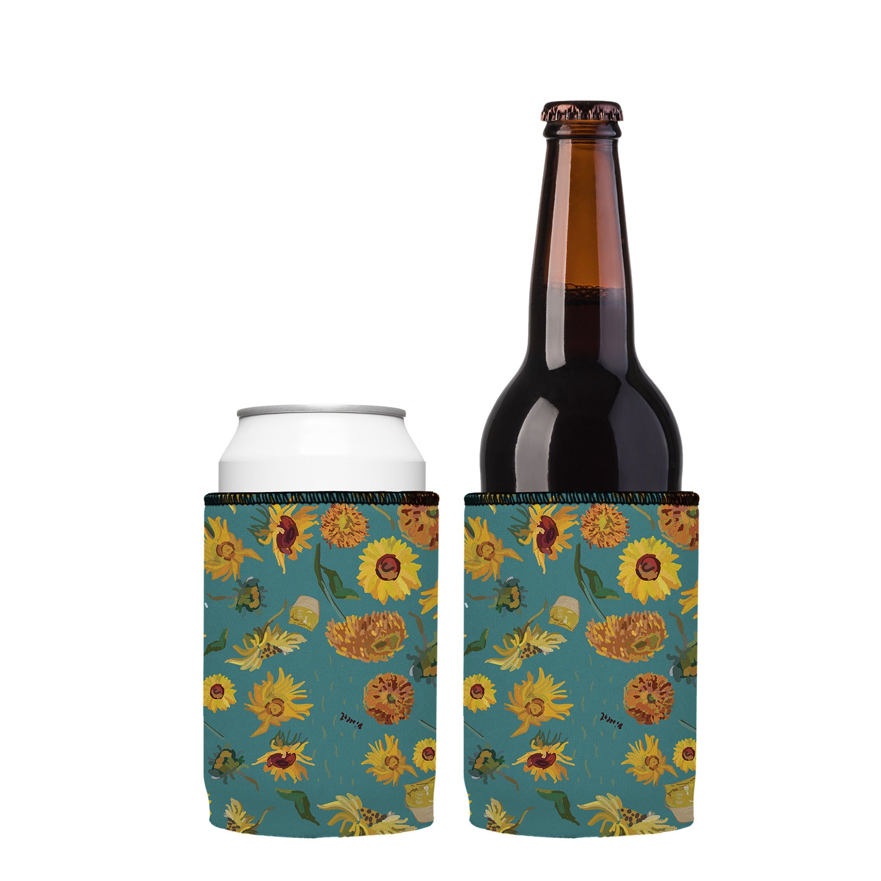 Stubbyz Blue Sunflowers Stubby Cooler 2-Pack