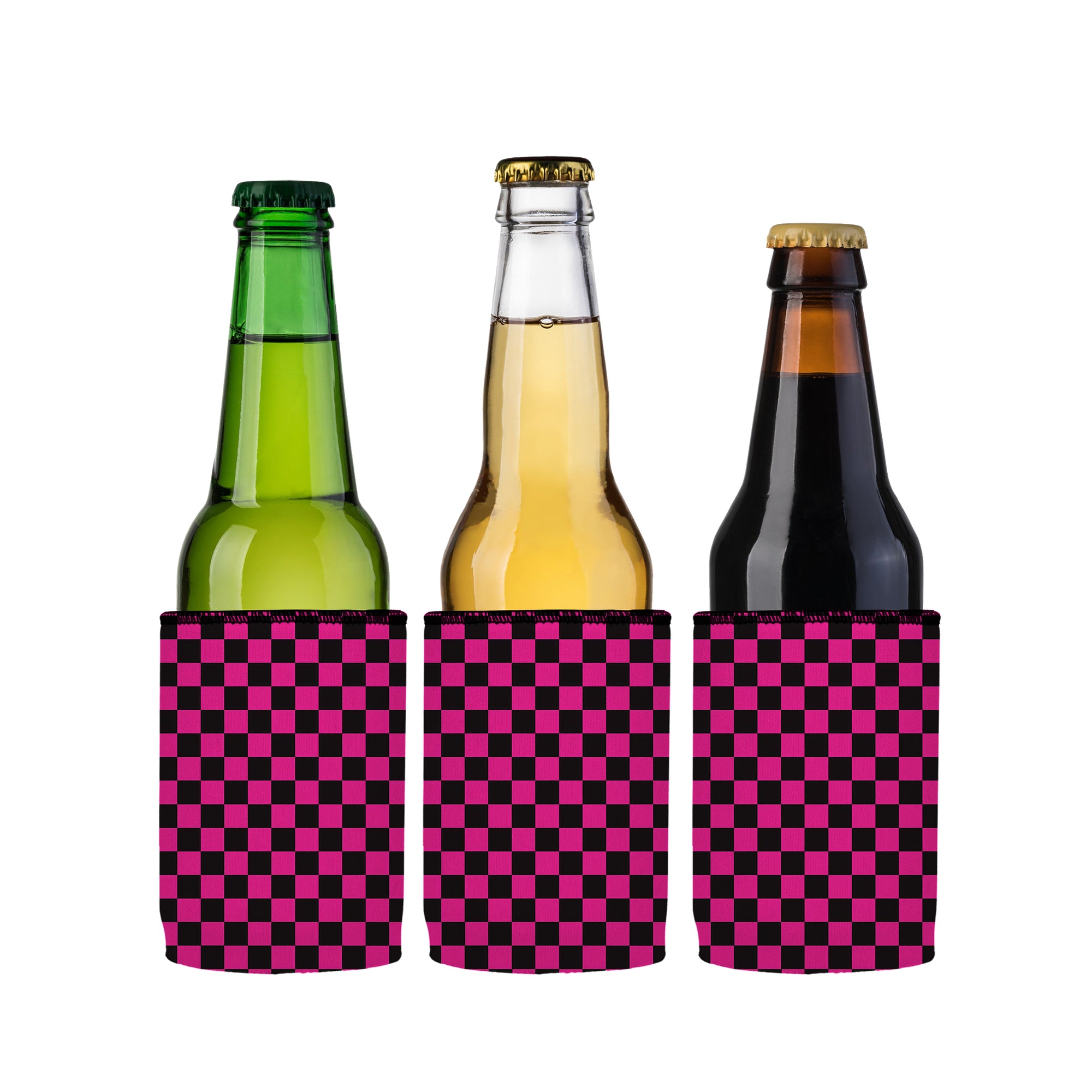 Stubbyz Pink Checkerboard Stubby Cooler 3-Pack