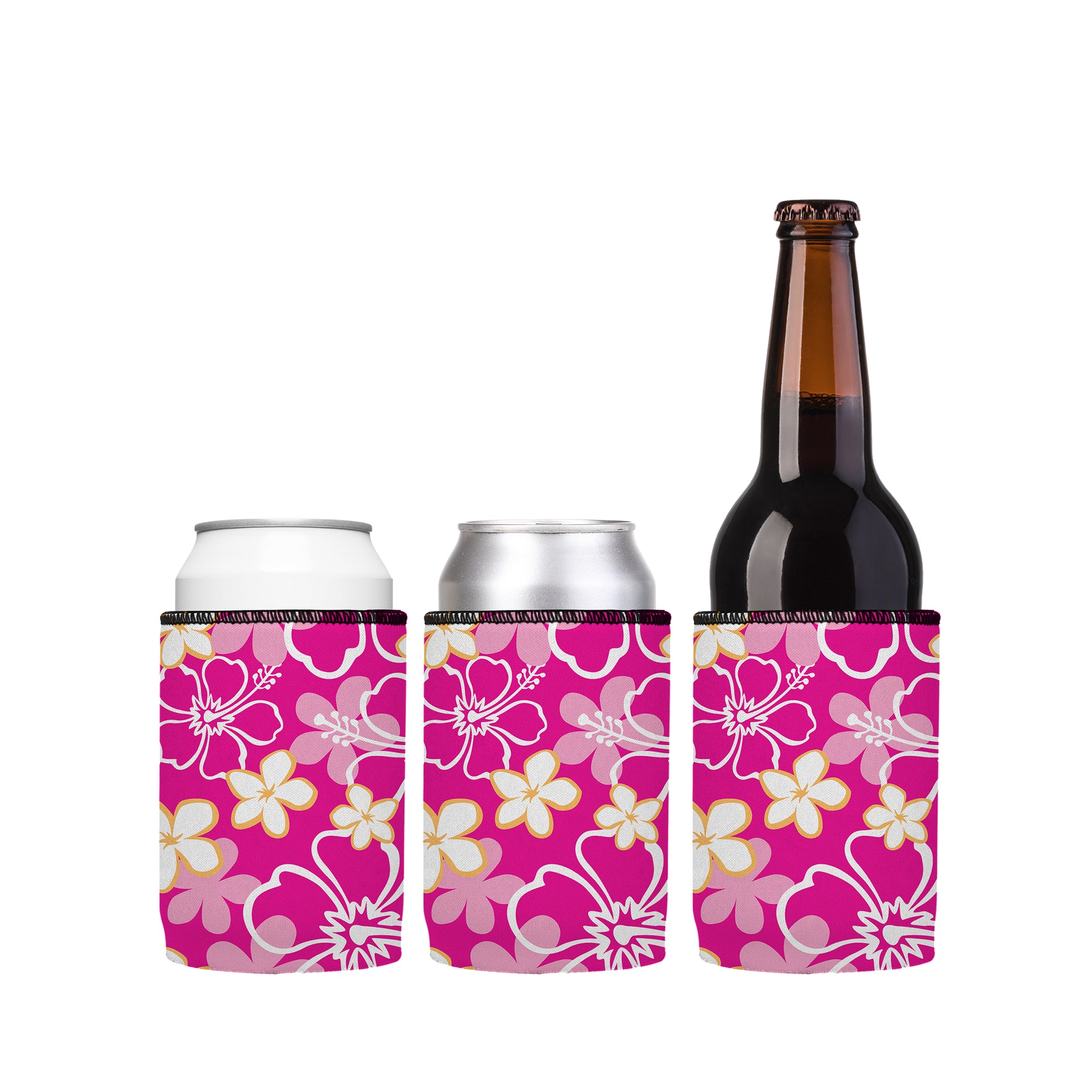 Stubbyz Pink Hibiscus Stubby Cooler 3-Pack