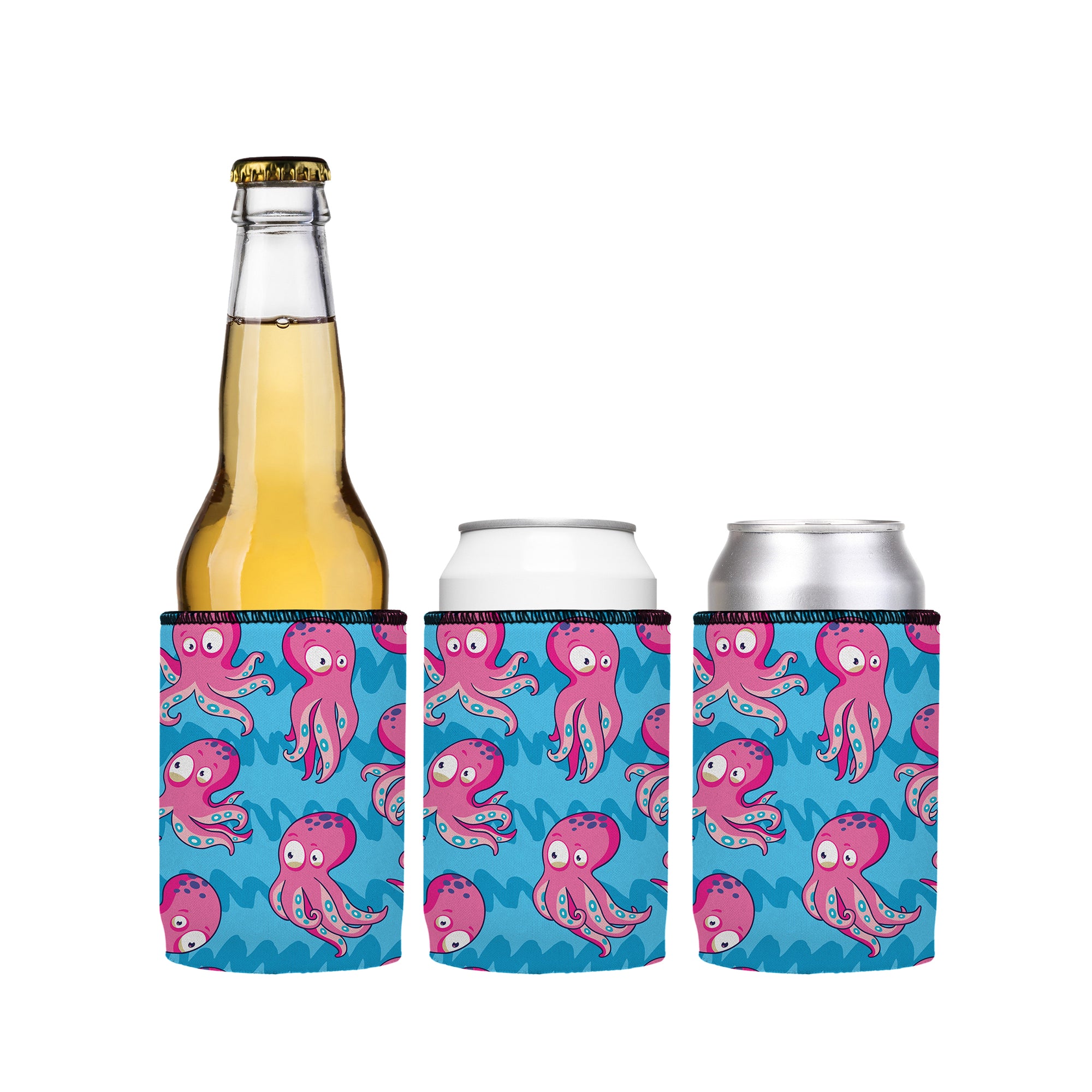 Stubbyz Pink Octopus Stubby Cooler 3-Pack