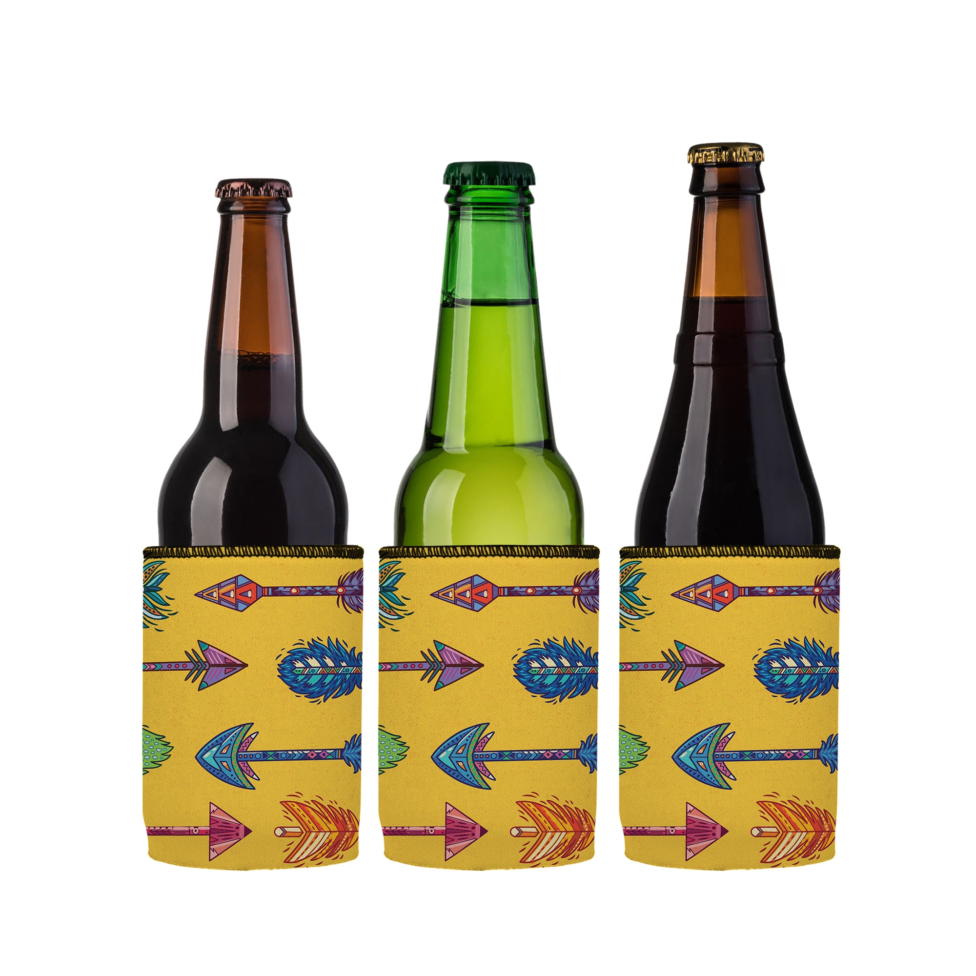 Stubbyz Yellow Boho Arrows Stubby Cooler 3-Pack