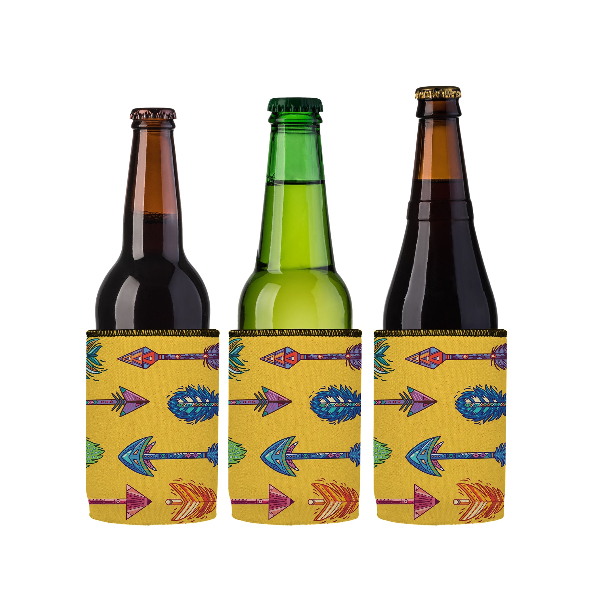 Stubbyz Yellow Boho Arrows Stubby Cooler 3-Pack