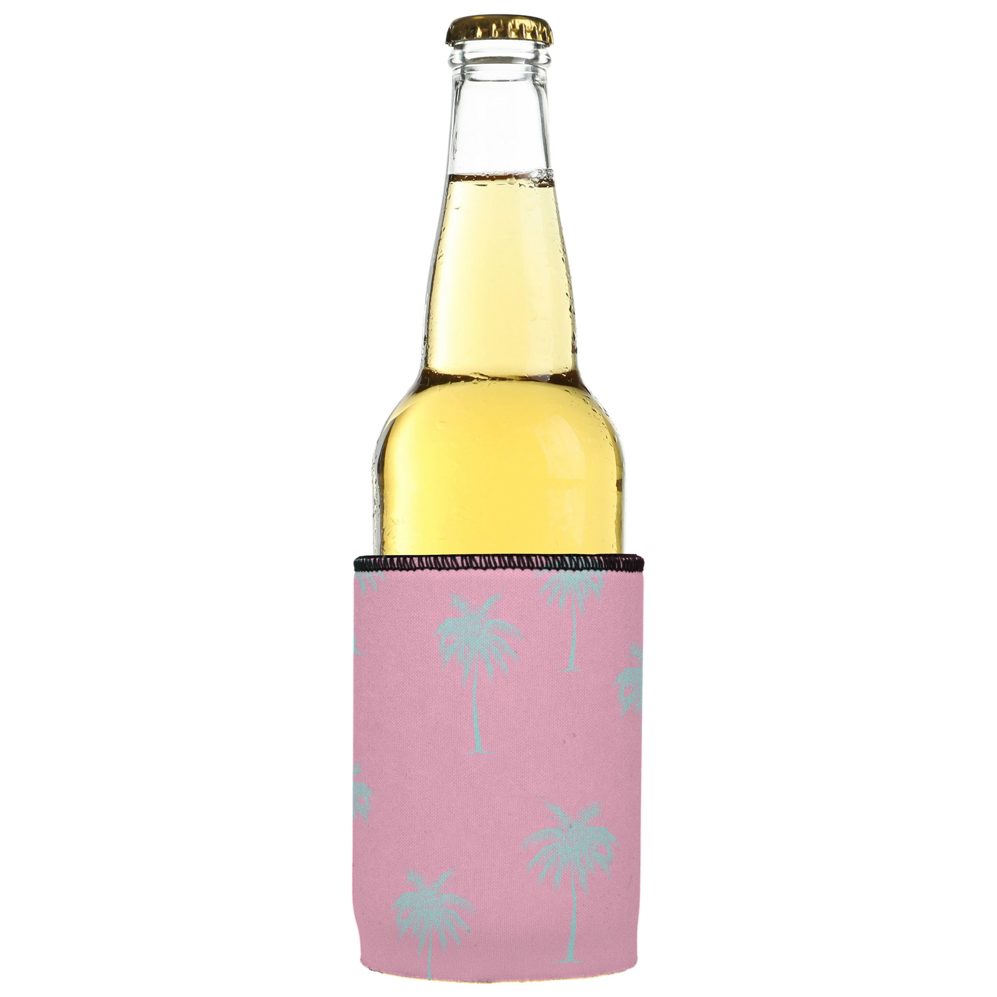 Stubbyz Palm Trees Aqua Pink Stubby Cooler