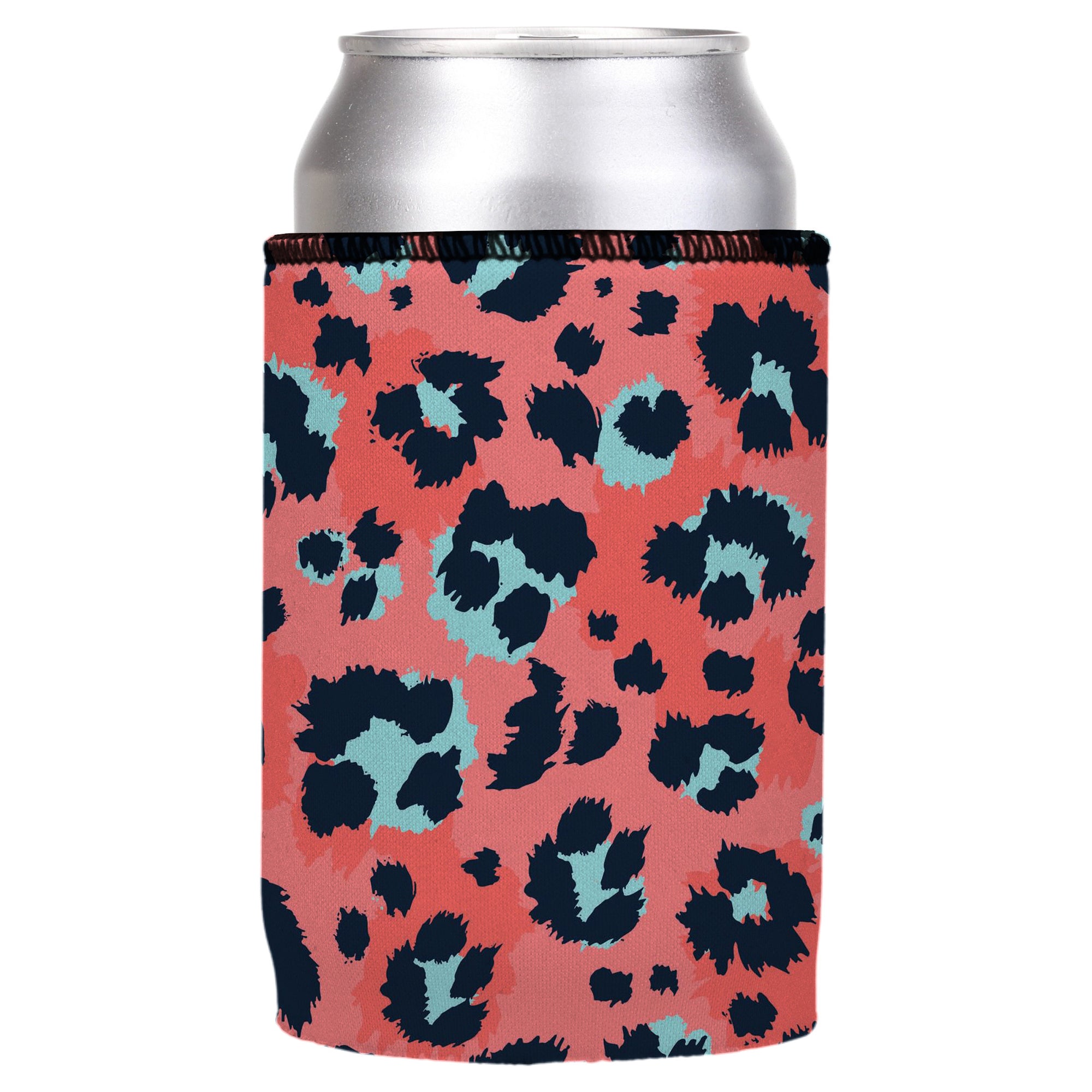 Stubbyz Coral Leopard Print Stubby Cooler