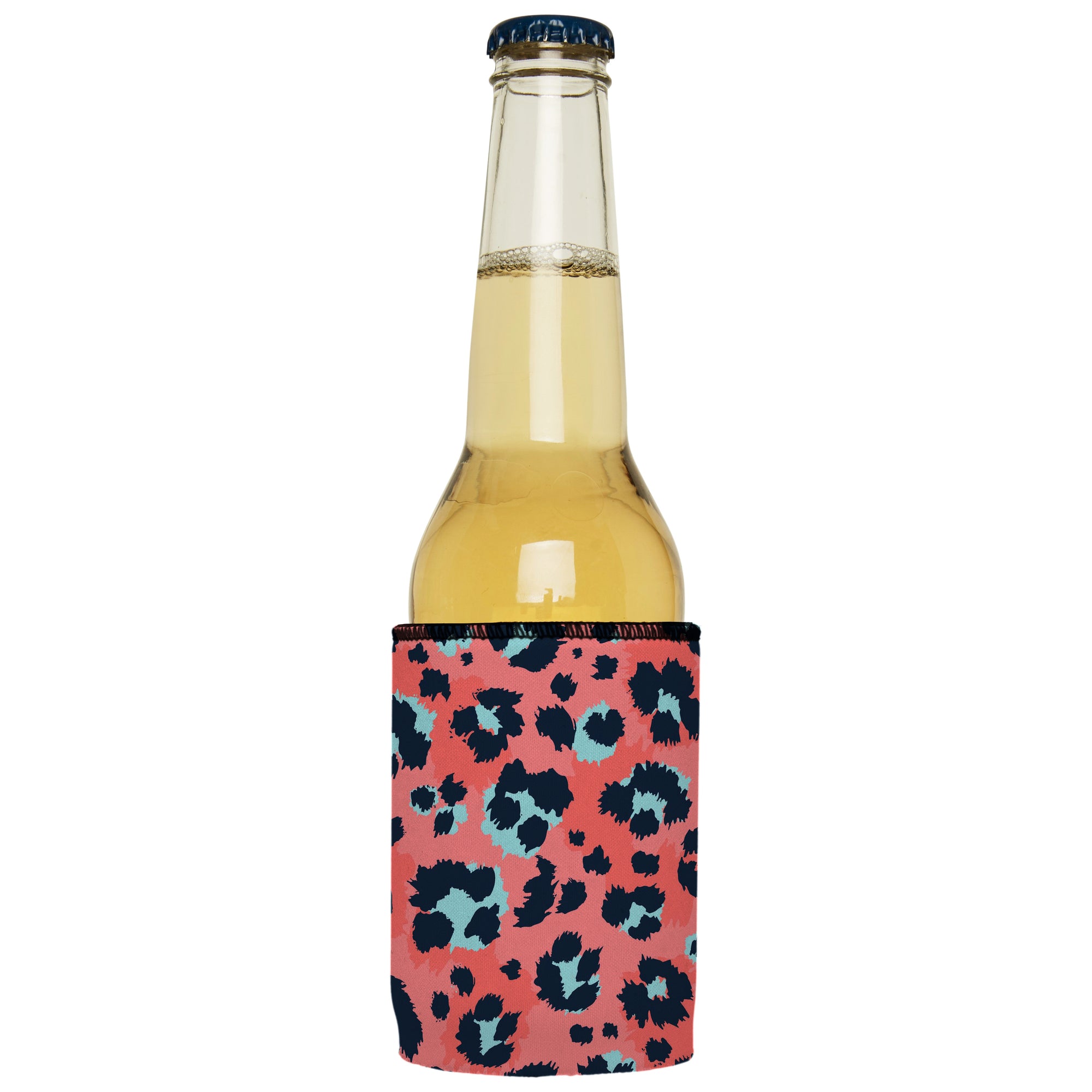 Stubbyz Coral Leopard Print Stubby Cooler