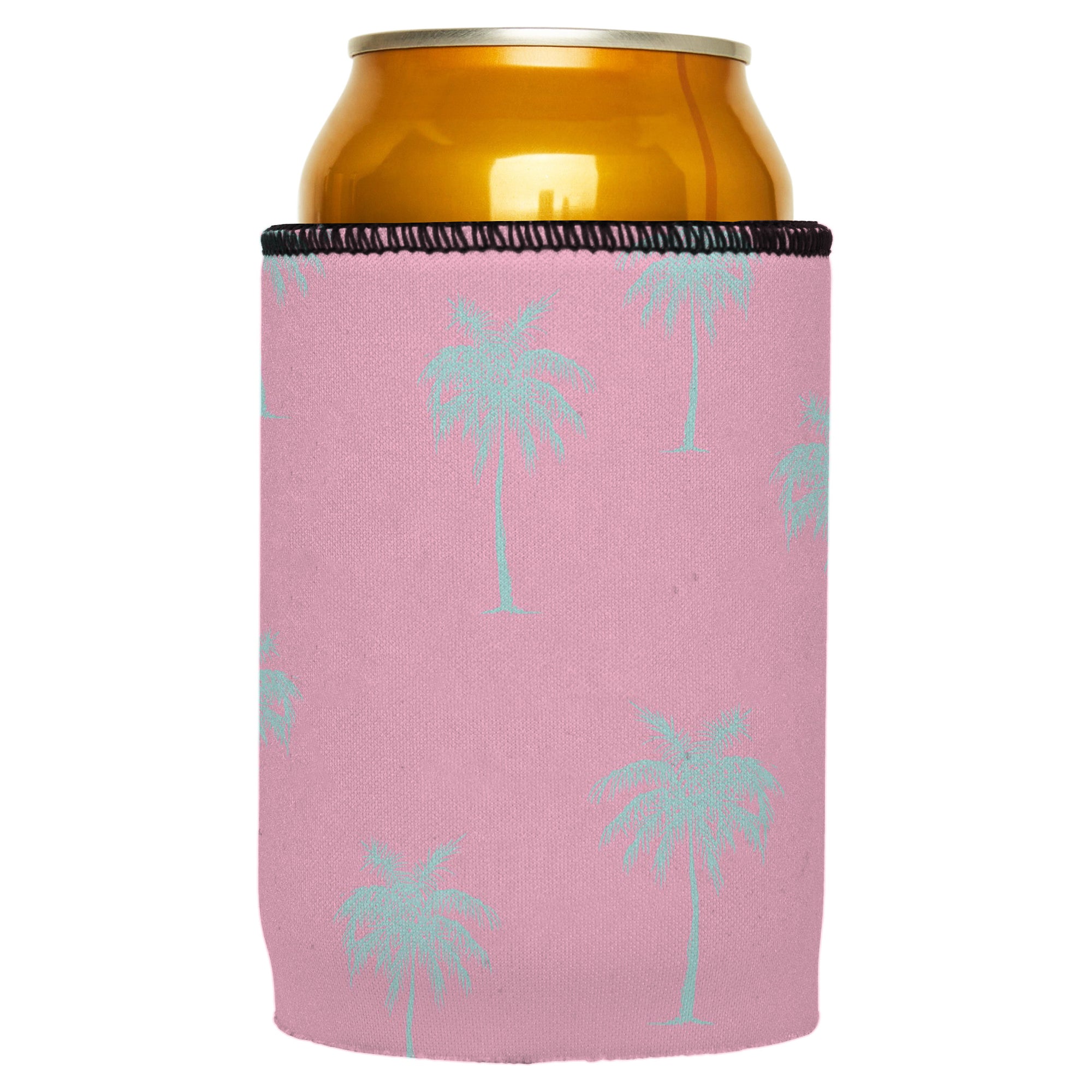 Stubbyz Palm Trees Aqua Pink Stubby Cooler